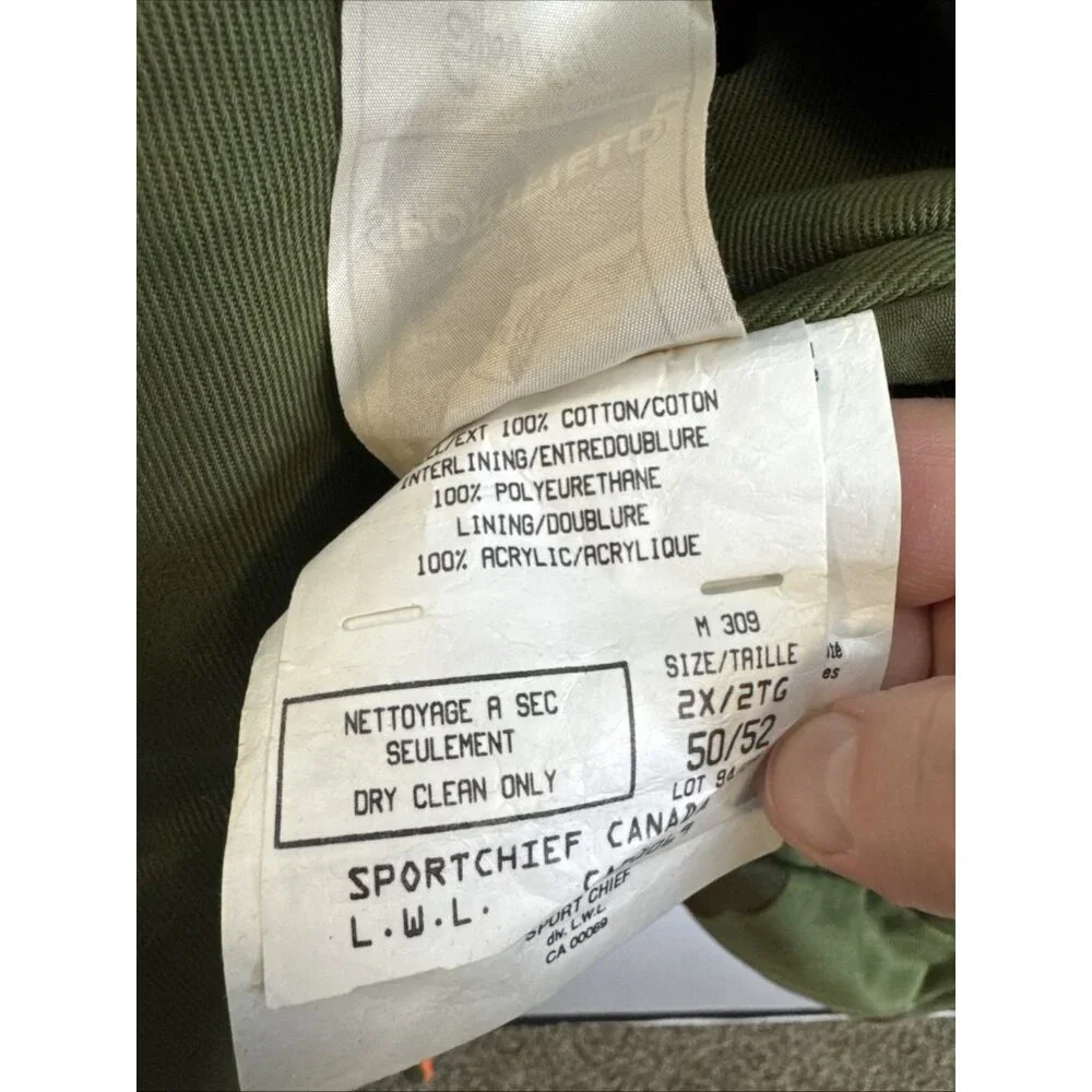 Vintage‎ Sportchief Reversible Hunting Jacket Orange Green 2XL Canada Heavy
